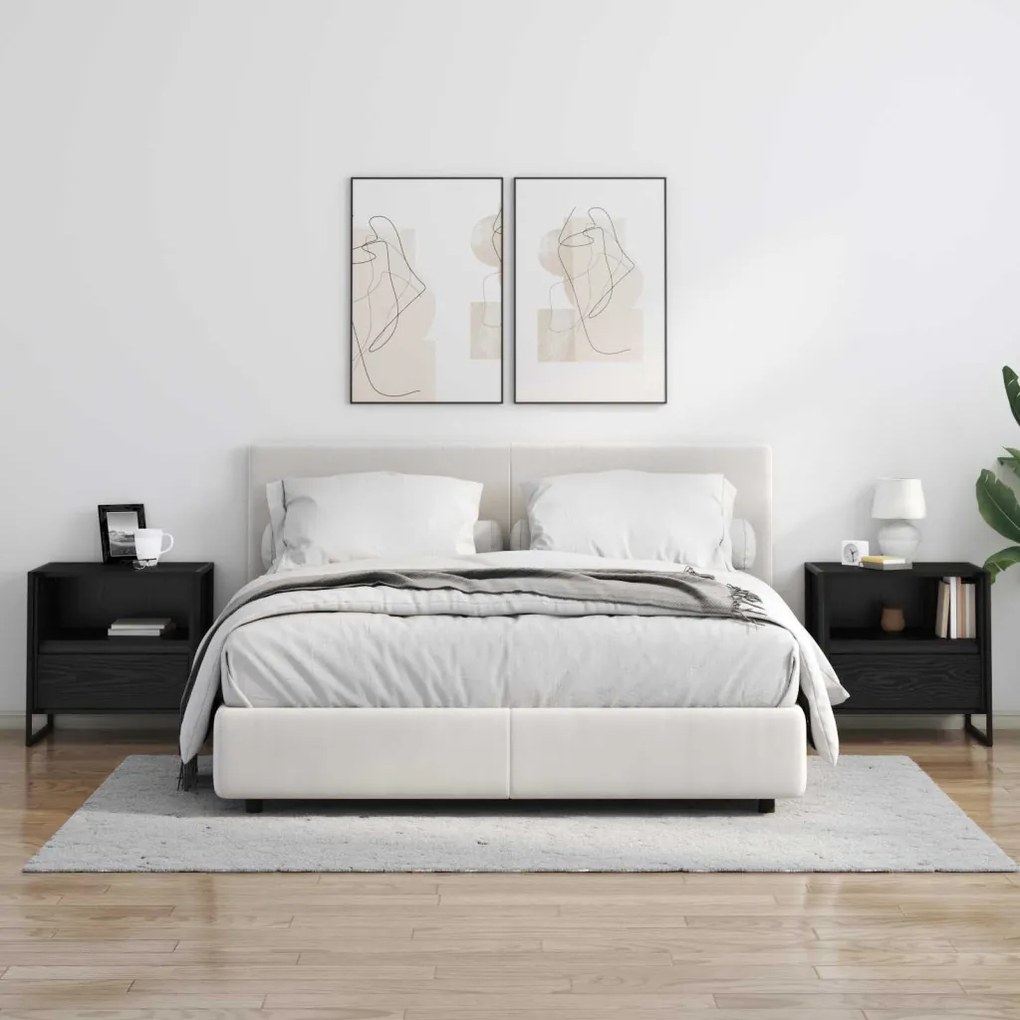 vidaXL Éjjeli asztal fiókkal Fekete tölgy 50 x 39,5 x 50 cm Faanyag