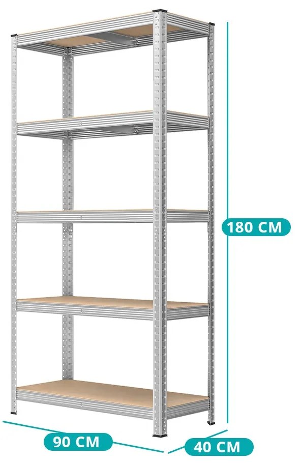 5-szintes acél polcrendszer, 2 db, ezüst