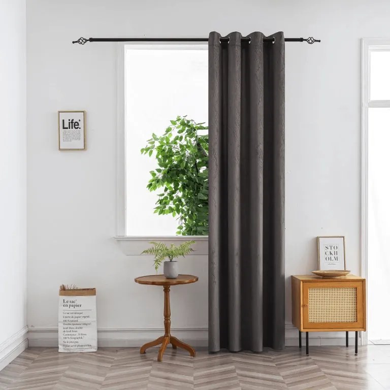 DUNES VELVET sötétítő függöny 140×250 cm, sötétszürke Felfüggesztés: Hullámos sínszalag
