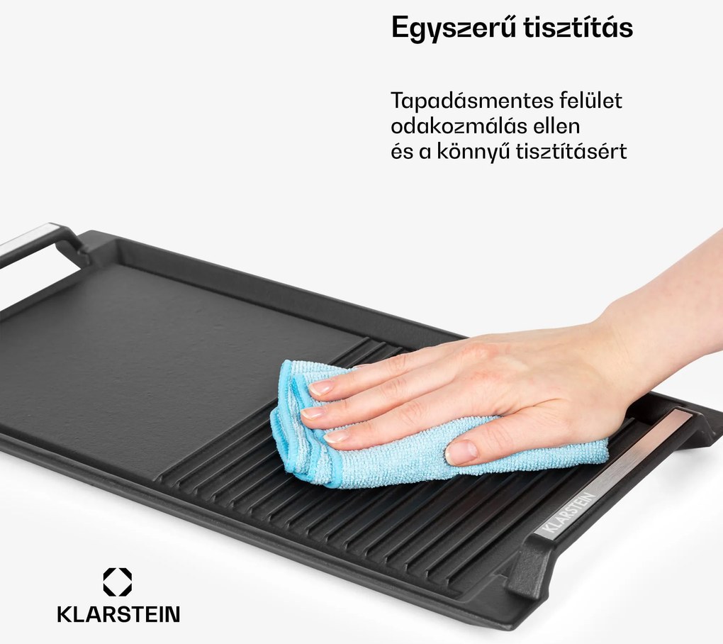 Klarstein Delicatessa Grill Pan, grillező lap, indukciós főzőlap tartozék, fekete