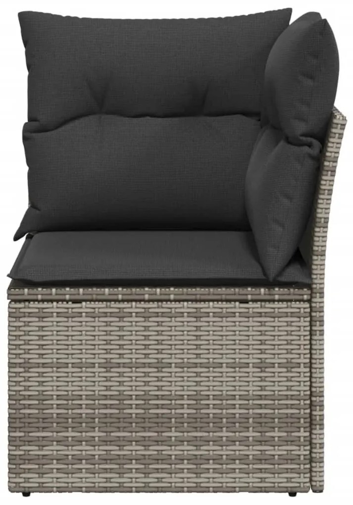 Szürke polyrattan kerti sarokkanapé párnával