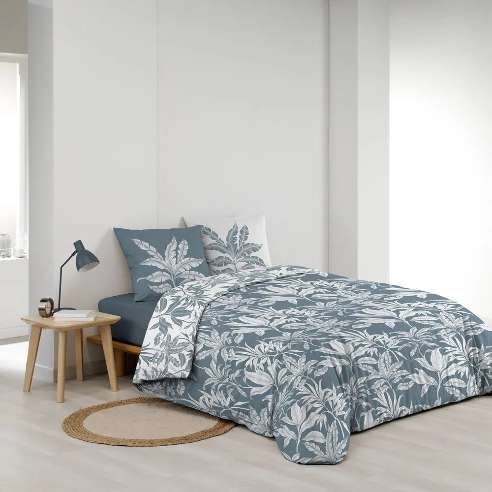 Fehér-kék kétszemélyes-hosszabbított pamut ágyneműhuzat 240x220 cm Hera – douceur d'intérieur