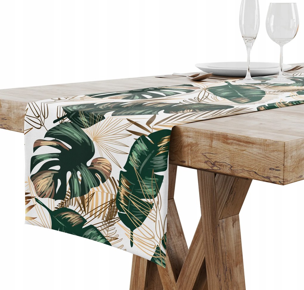Futófelület Abrosz Asztalra Matt Sima 40x180 Pálma Trópusi Levelek 001
