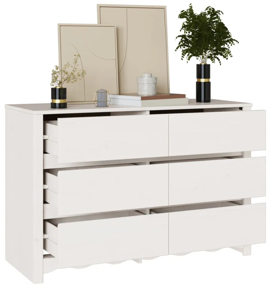 Fiókos szekrény &quot;&quot;DRAMMEN&quot;&quot; Fehér 111x43x73,5 cm Tömbfa
