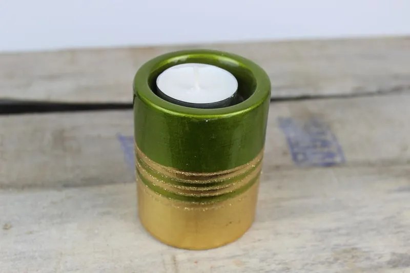 Zöldes arany gyertyatartó 8cm