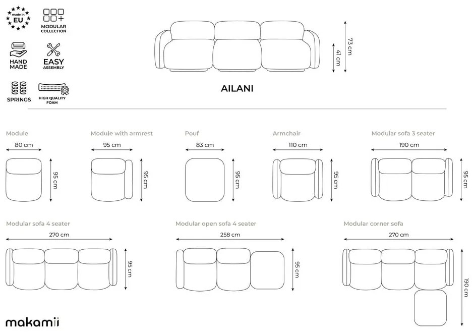 Szürke fotel Ailani – Makamii