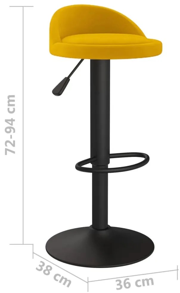 vidaXL 2 db sárga bársony bárszék