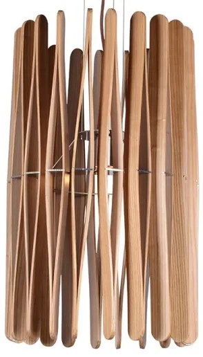 Tömörfa függőlámpa zsinóron 1xE27/60W/230V, átmérő 38 cm, tömörfa/kőris/kaucsukfa