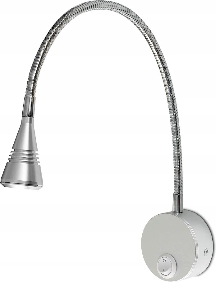 LED-es fali olvasólámpa fali lámpa állítható fém 3W kapcsoló ezüst