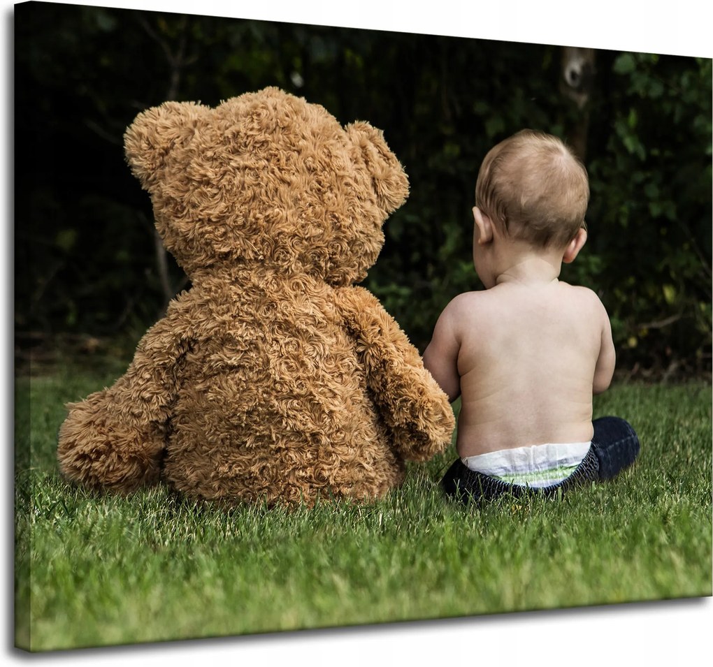 Vászonkép Gyerek macival Bájos 100x80 cm