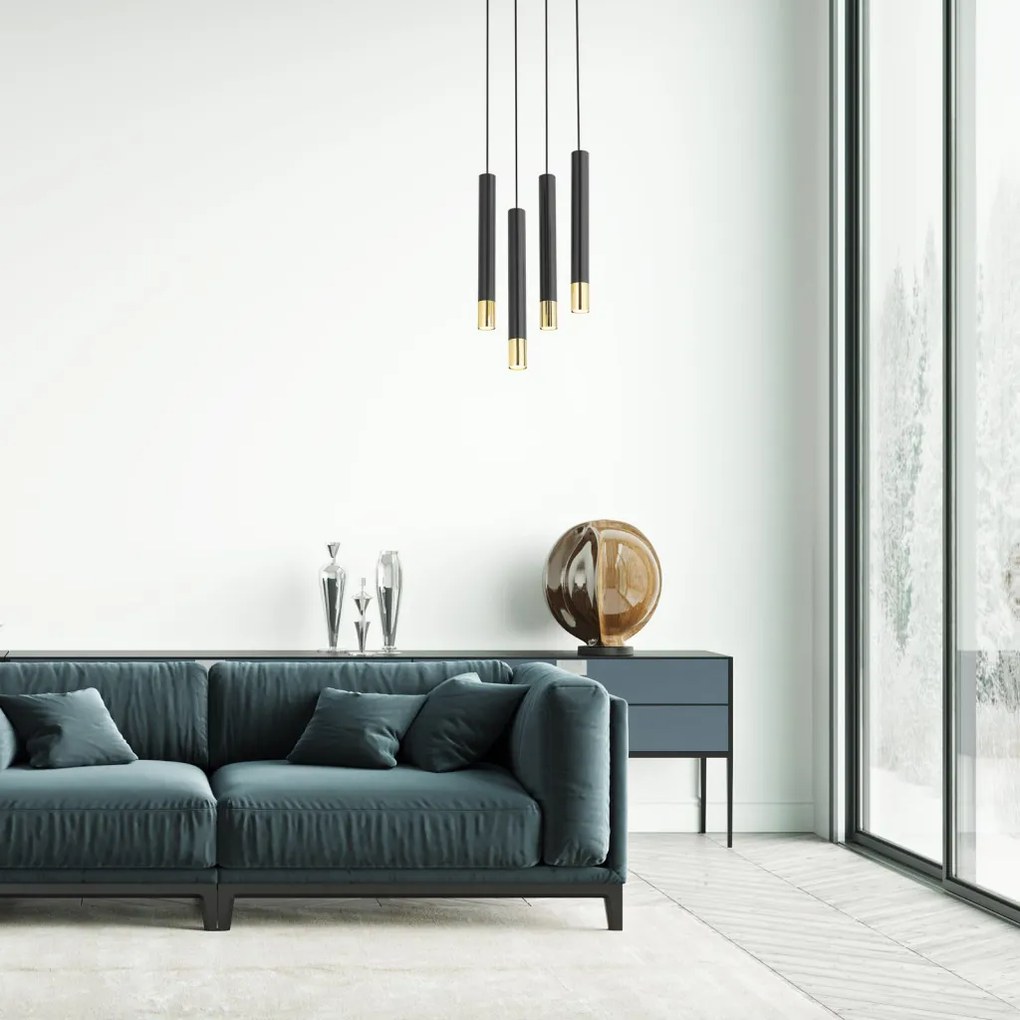 SIGMA LIGHTING 33397 SOPEL Hengeres Függesztett Lámpa Fekete, Arany GU11 IP20