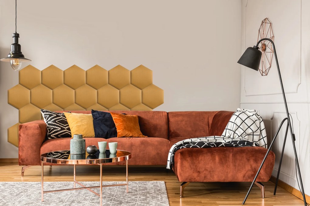 Kárpitozott panel - Hatszög - 30x26cm Szín: Khaki