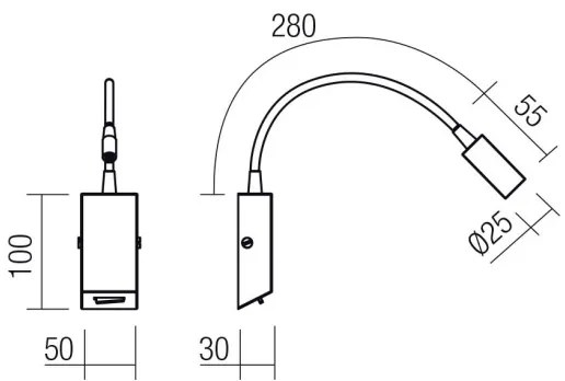 Redo 01-4802 - LED flexibilis lámpa HELLO LED/3W/230V bronzszínű