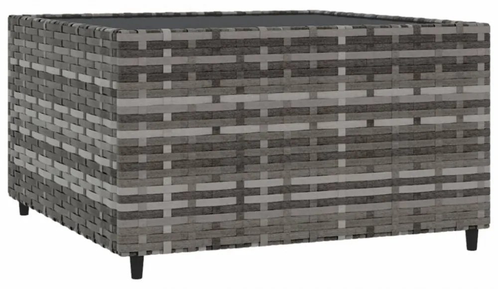 szürke polyrattan négyzet alakú kerti dohányzóasztal 50x50x30cm