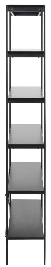 Fekete polcos állvány kőrisfa dekorral 94x172 cm Angus – Actona