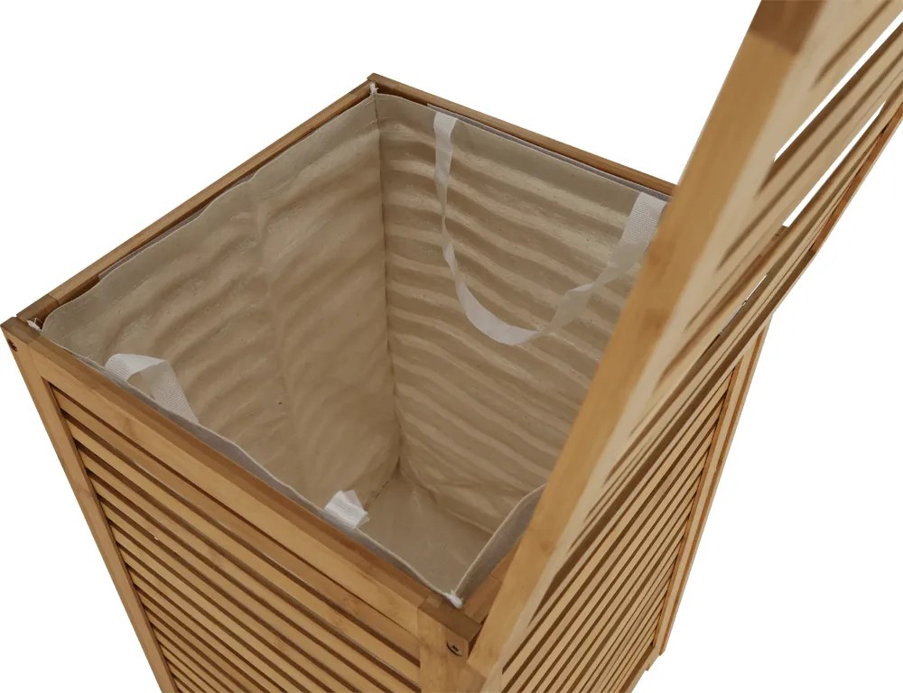 Szennyestartó kosár, festett bambusz/bézs, BASKET