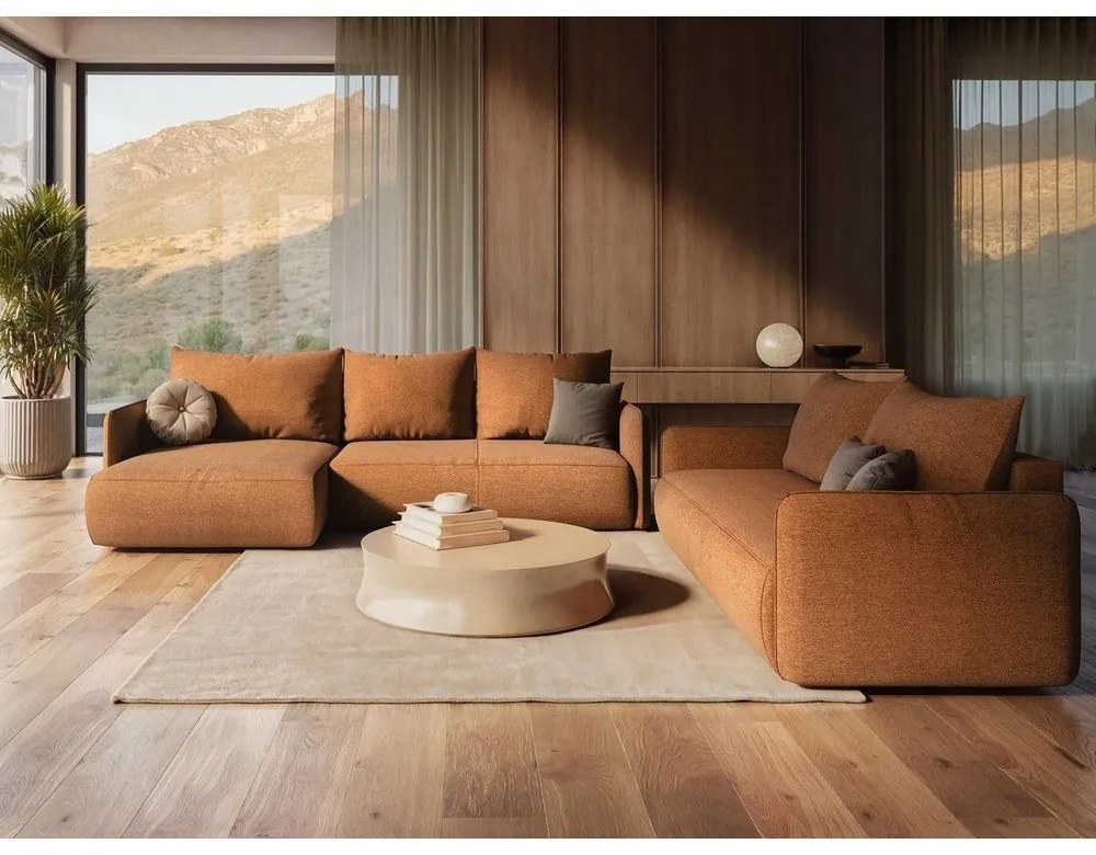 Szürke kinyitható-tárolóhelyes sarokkanapé Nanea – Makamii