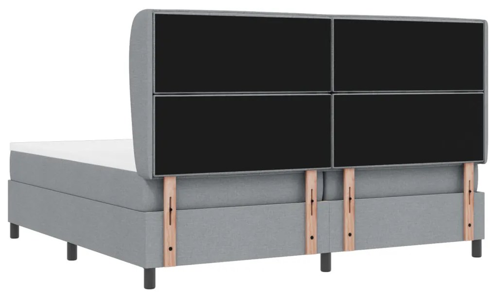 Boxspring Ágy Matrac Kép Barnás Szürke 200x200 cm Szövet