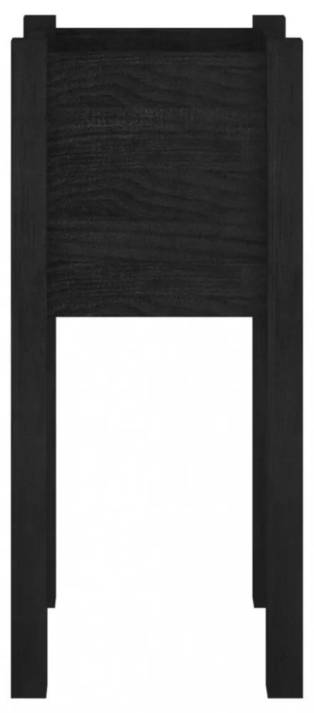 2 db fekete tömör fenyőfa kerti virágtartó 31 x 31 x 70 cm