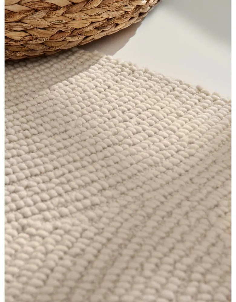 Világos natúr színű kézi szövésű gyapjú kerek szőnyeg ø 150 cm Calmio – Hanse Home