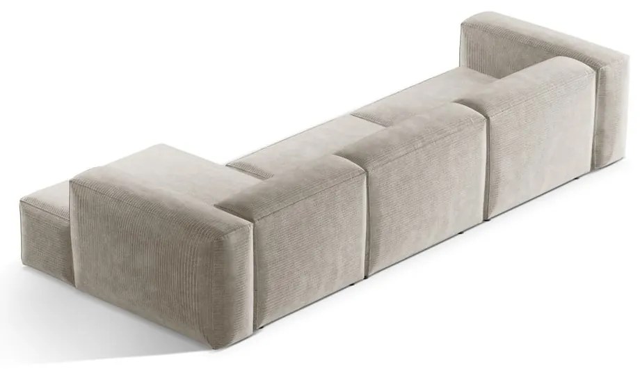 Bézs kordbársony sarokkanapé (jobb oldali-heverő résszel) Bergano – Cosmopolitan Design