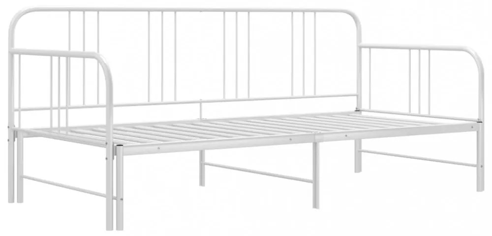 fehér fém kihúzható kanapéágy-keret 90 x 200 cm