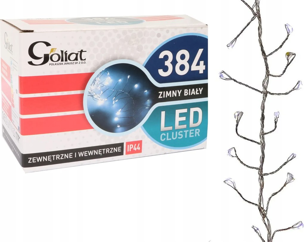 Karácsonyfa lámpák 384 led hernyó hideg fehér