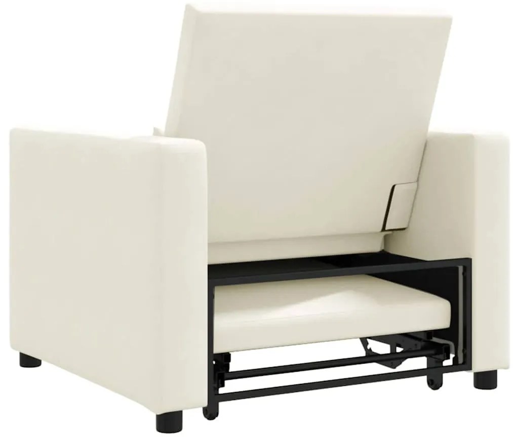 Egyszemélyes kanapéágy kerekekkel Krém 90 x 165 x 87 cm Bársony