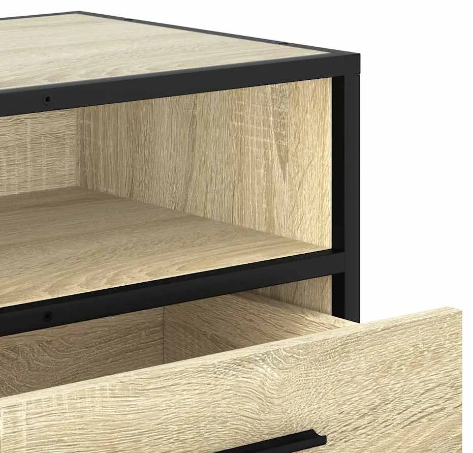 sonoma tölgy színű szerelt fa és fém TV-szekrény 100x34,5x40 cm