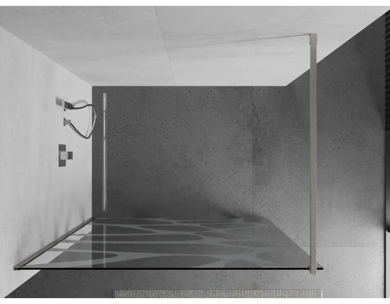 Mexen Kioto, Walk-In zuhany paraván 110 x 200 cm, 8 mm átlátszó üveg fehér mintás, csiszolt acél profil, 800-110-101-97-97