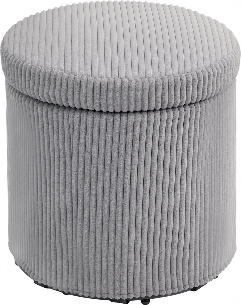 HOMCOM Kerek Tároló Puff, Velúrral Kárpitozott, Párnázott Ülés, Levehető Fedél, Előszobához, Hálószobába, nappaliba Ø40x41 cm Világosszürke | Aosom