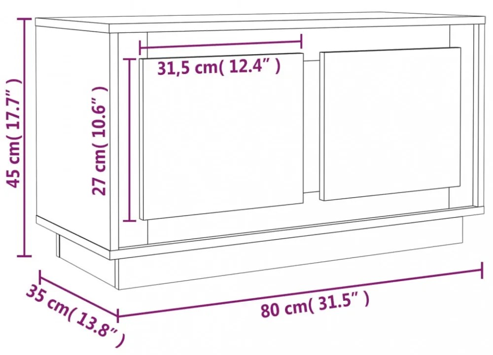 füstös tölgy színű szerelt fa TV-szekrény 80x35x45 cm