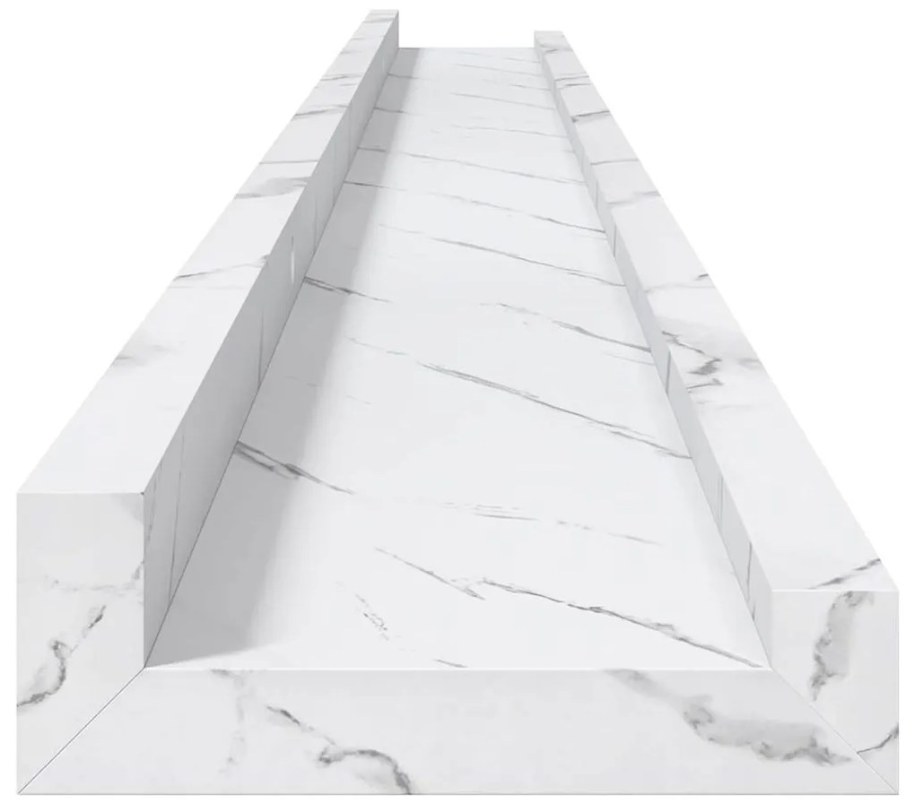 Falpolc polcokkal 4 pcs Fehér márvány 115 x 9 x 3 cm Faanyag