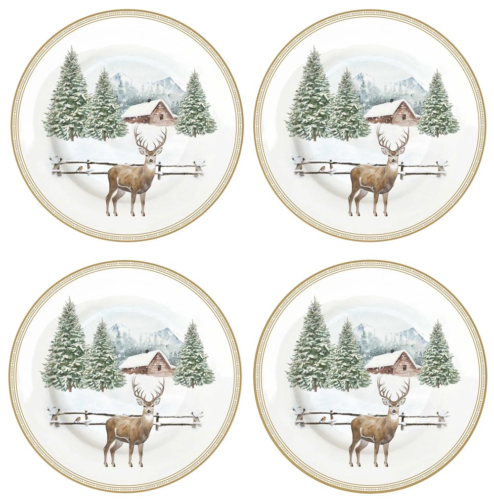 Karácsonyi desszertes tányér 4 db szett White Forest díszdobozban