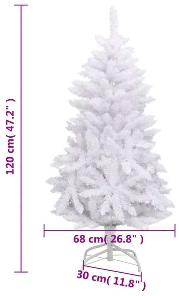 fehér csuklópántos műkarácsonyfa állvánnyal 120 cm