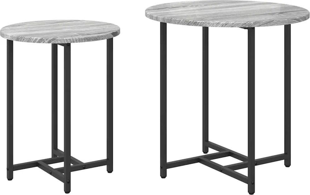 vidaXL Kisasztal készlet 2 pcs Szürke Sonoma és Fekete