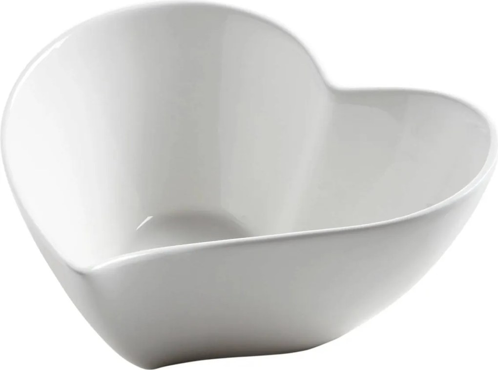 Amore tál, fehér Basics szív, 14 cm