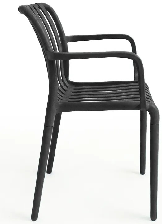 Műanyag szék TREGO karfákkal, antracit színű
