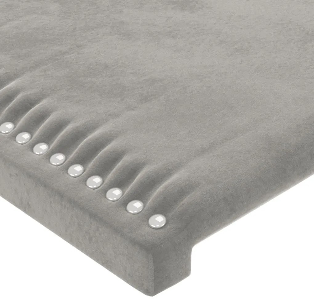 világosszürke bársony LED-es fejtámla 103x16x118/128 cm