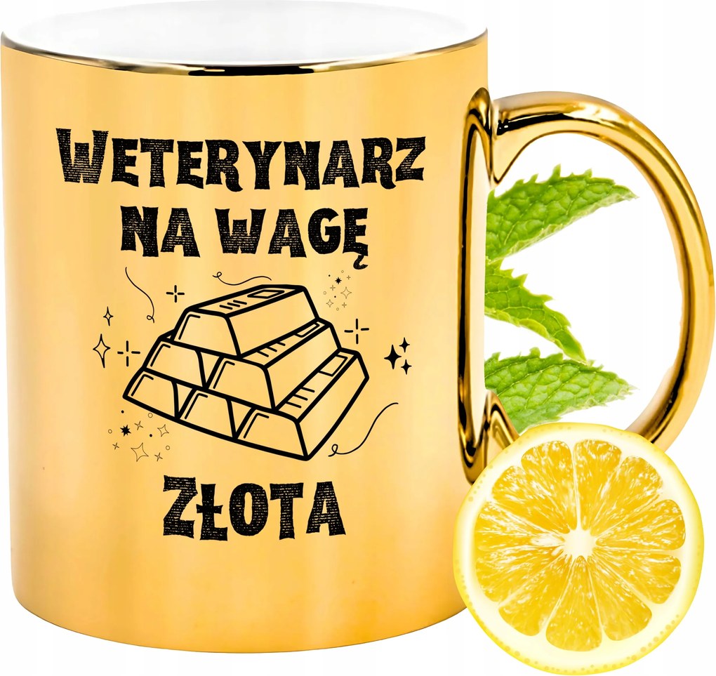 Arany csillogó bögre állatorvosnak ajándék fényképes nyomtatással