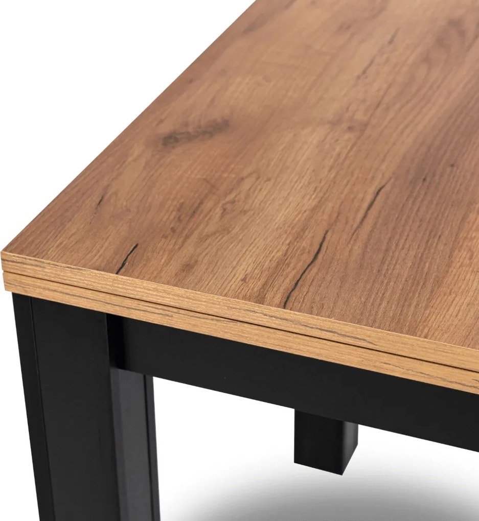 szett étkezőasztal MAX 80-160 cm craft tölgy/fekete és 6 szék PERU fekete