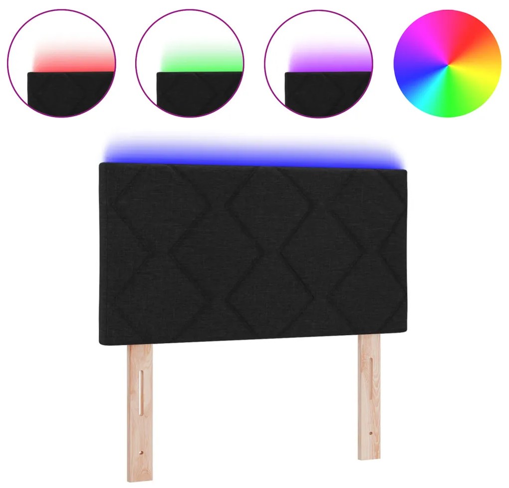 Fejtámla LED -es lámpákkal fejtámlával Fekete 80 cm szövet