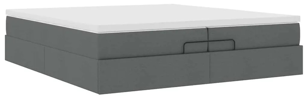 Ottomán ágykeret matracokkal Sötét szürke 200x200cm szövet
