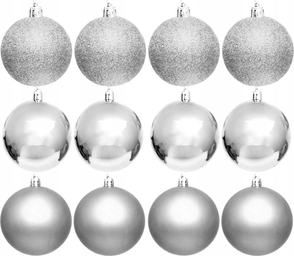 12 db-os Karácsonyfa Bomba Szett ezüst 6 cm-es karácsonyfadísz szett