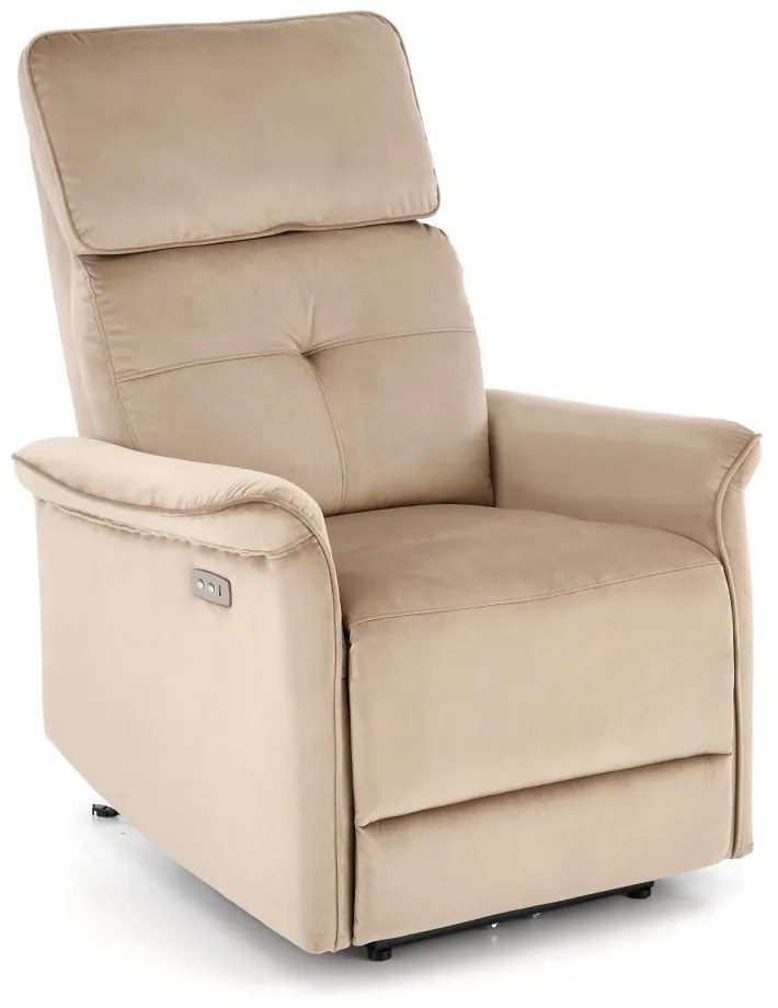 SEMIR bézs karosszék elektromos dönthető funkcióval / USB csatlakozóval