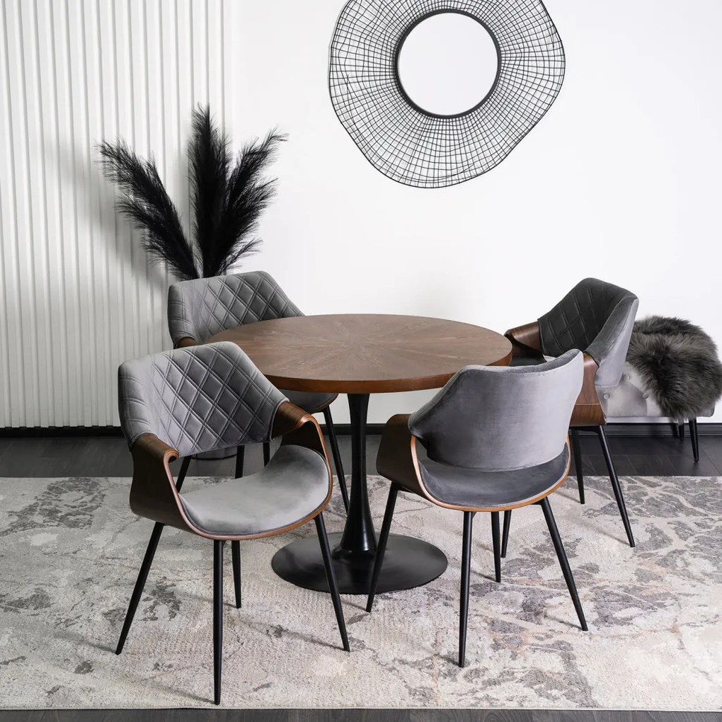 Scaun de bar elegant din catifea gri FLORES