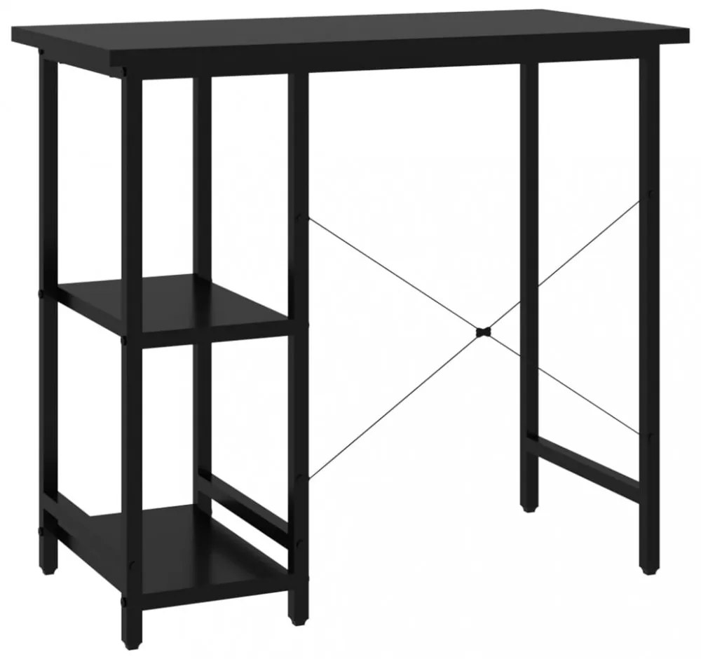 fekete MDF és fém számítógépasztal 80 x 40 x 72 cm
