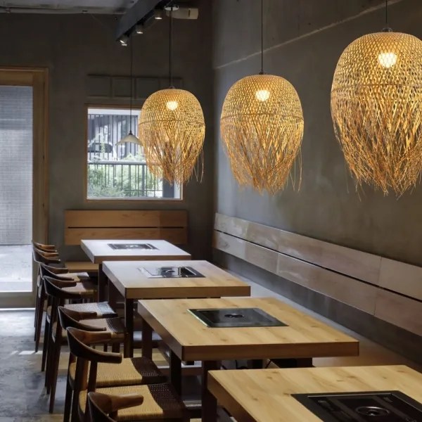 Immax 08271L - Csillár zsinóron HILO 1xE27/40W/230V átm. 45 cm bambusz