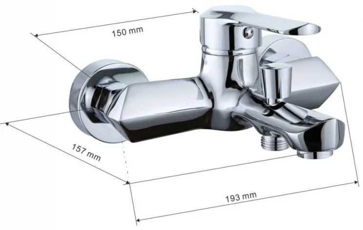 Mexen SABRE - csaptelep szett - magas mosdócsap + kádcsap + zuhanyfej, króm, 72130-00 + 72190-00 + NKR 00AD