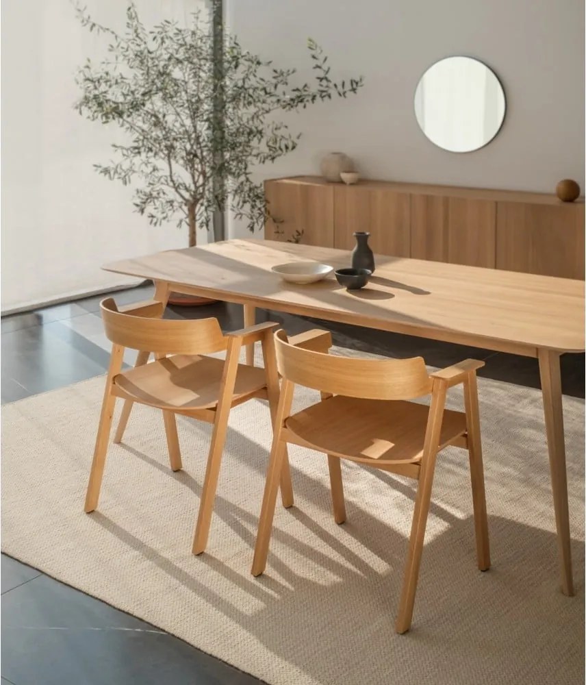 Barna-natúr színű bőr karfás étkezőszék Flip – Gazzda